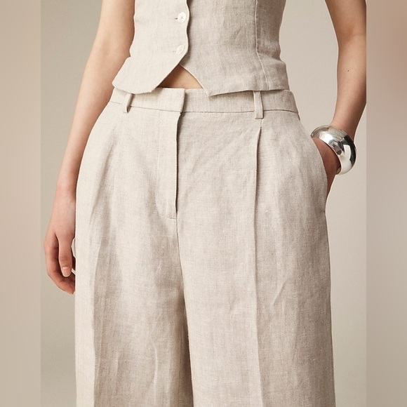 J Crew Tall wide-leg essential pant in linen BX983 - Picture 2 of 5